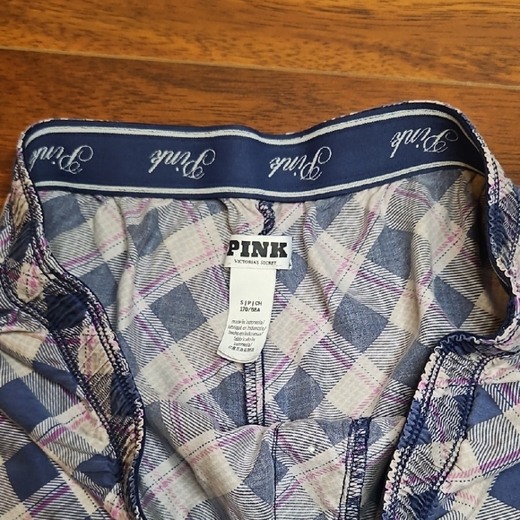 PINK Victoria's Secret Blue Tartan Pajama Bottoms - Picture 3 of 7
